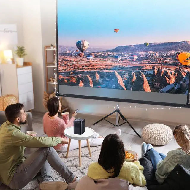 Alt view image 6 of 7 - Portable Projector, Native 720P Bluetooth Projector with 4K Decoding, 2GB+16GB Smart WiFi Projector, Fully Enclosed Dustproof Home Theater Outdoor Movie Projector with HDMI USB Port & Remote
