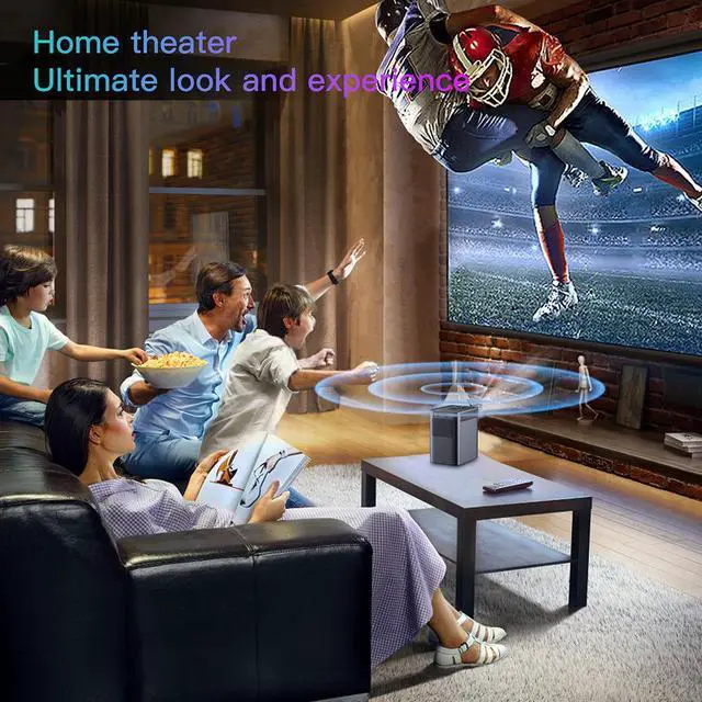 Alt view image 7 of 7 - Portable Projector, Native 720P Bluetooth Projector with 4K Decoding, 2GB+16GB Smart WiFi Projector, Fully Enclosed Dustproof Home Theater Outdoor Movie Projector with HDMI USB Port & Remote
