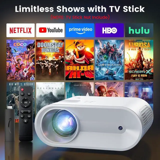 Alt view image 2 of 7 - Mini Projector, 2026 Upgraded Full HD 1080P Support Video Projector, Portable Movie Projector for Home Theater, Compatible with iOS/Android/Windows/TV Stick/Box/USB/HDMI