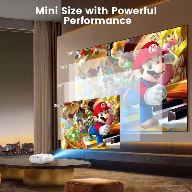 Alt view image 7 of 7 - Mini Projector, 2026 Upgraded Full HD 1080P Support Video Projector, Portable Movie Projector for Home Theater, Compatible with iOS/Android/Windows/TV Stick/Box/USB/HDMI