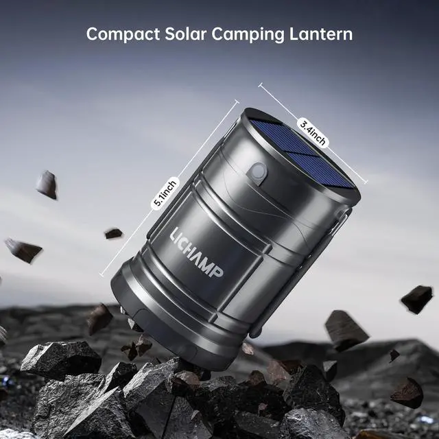 Alt view image 5 of 7 - 4-Pack Solar Camping Lantern, USB Rechargeable LED Lanterns Battery Powered Pop Up Flashlight Lamps with Three Modes Power for Power Outages Hurricane Supplies Emergency Indoor & Outdoor