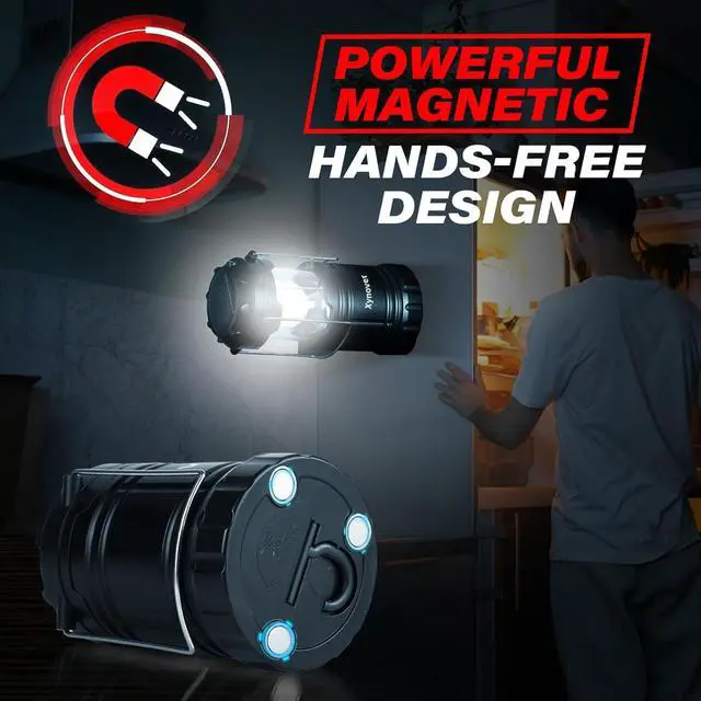 Alt view image 3 of 7 - 4-Pack Solar Camping Lanterns,Rechargeable LED with USB/Solar/AA Battery,Magnetic Base,Hanging Hook,Collapsible, Waterproof for Emergency, Hiking,Hurricane,Campsites,Lanterns for Power Outages