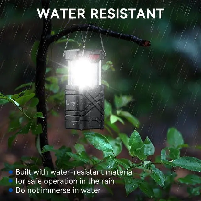 Alt view image 5 of 7 - 4 Pack Camping Lantern, Rechargeable LED Lanterns, Solar Lantern Battery Powered Hurricane Lanterns Flashlight with 3 Powered Ways & USB Cable for Emergency, Power Outage, Hurricane Supplies