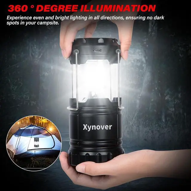 Alt view image 6 of 7 - 4-Pack Solar Camping Lanterns,Rechargeable LED with USB/Solar/AA Battery,Magnetic Base,Hanging Hook,Collapsible, Waterproof for Emergency, Hiking,Hurricane,Campsites,Lanterns for Power Outages