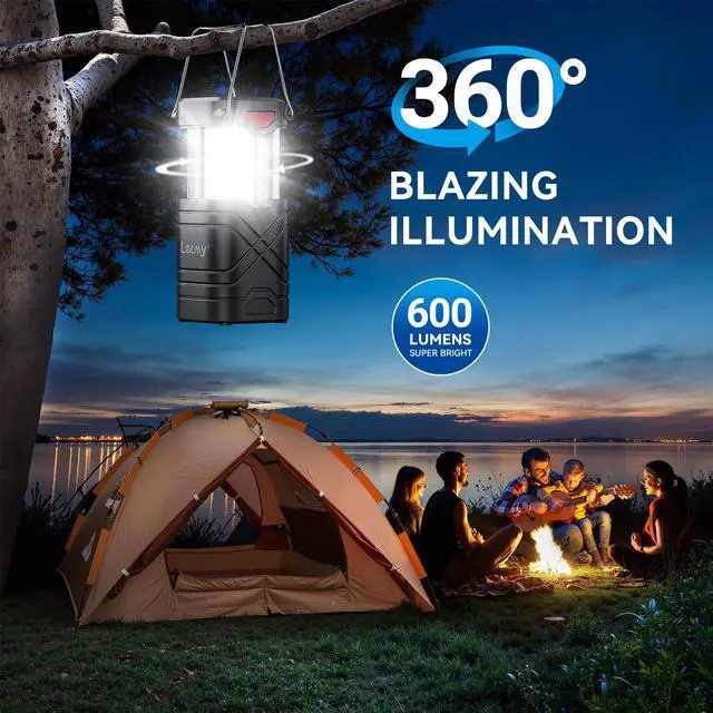 Alt view image 7 of 7 - 4 Pack Camping Lantern, Rechargeable LED Lanterns, Solar Lantern Battery Powered Hurricane Lanterns Flashlight with 3 Powered Ways & USB Cable for Emergency, Power Outage, Hurricane Supplies