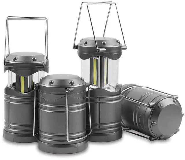 Main image of LED Camping Lantern, 4 Pack Battery Powered Flashlight for Power Outages, Portable Collapsible Hanging Light Essential for Home, Outdoor, Emergency Lamp Survival Kit Gear for Hurricane, Gray