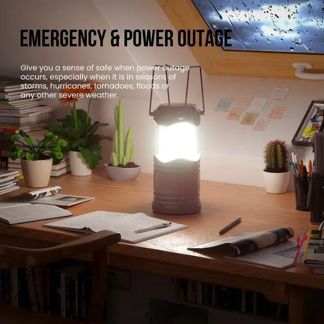 Alt view image 2 of 7 - LED Camping Lantern, 4 Pack Battery Powered Flashlight for Power Outages, Portable Collapsible Hanging Light Essential for Home, Outdoor, Emergency Lamp Survival Kit Gear for Hurricane, Gray