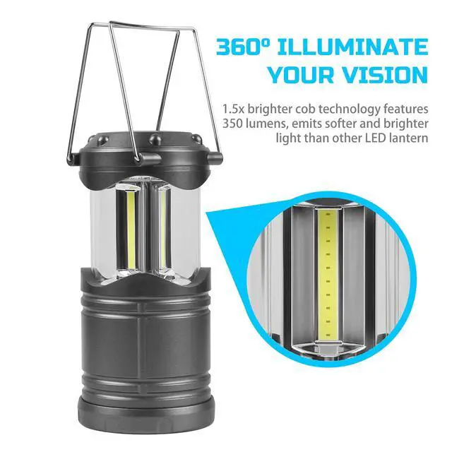 Alt view image 5 of 7 - LED Camping Lantern, 4 Pack Battery Powered Flashlight for Power Outages, Portable Collapsible Hanging Light Essential for Home, Outdoor, Emergency Lamp Survival Kit Gear for Hurricane, Gray