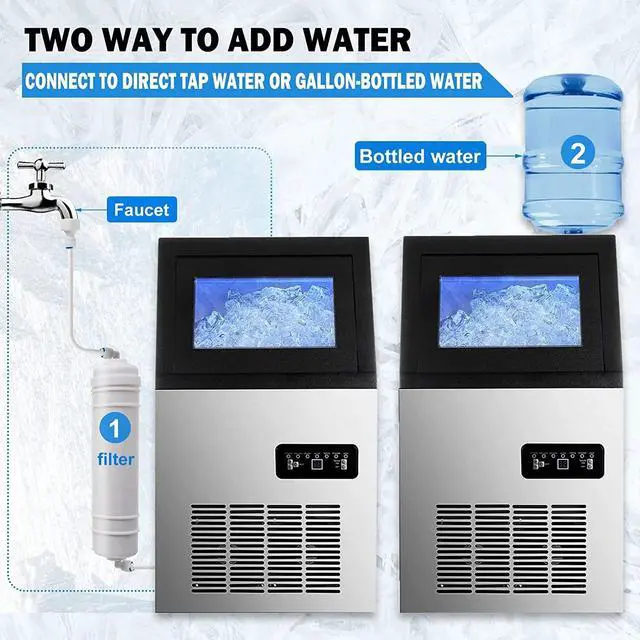 Alt view image 4 of 7 - Commercial Ice Maker 80-90Lbs/24H Undercounter Freestand Ice Cube Machine