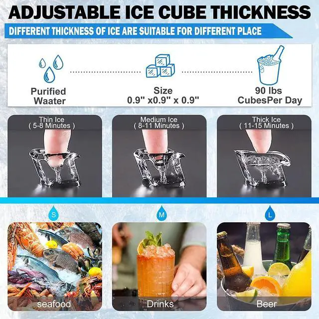 Alt view image 3 of 7 - Commercial Ice Maker 80-90Lbs/24H Undercounter Freestand Ice Cube Machine