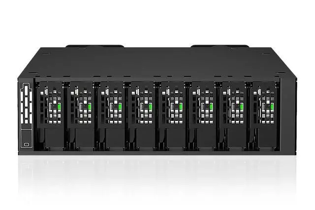 Alt view image 3 of 7 - ICY DOCK ToughArmor MB218E5P-B 8 Bay 15mm E1.S SSD (9.5/15mm Heights) Mobile Rack for External 5.25" Drive Bay (4 x MCIO 8i SFF-TA-1016)