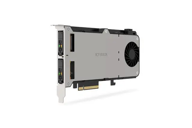 Alt view image 4 of 5 - ICY DOCK ExpressSlot Elite MB303E5P-B Removable 2 Bay E1.S NVMe SSD (9.5mm) to PCIe 5.0 x8 Mobile Rack Enclosure / Adapter Card for PCIe Expansion Slot (PCIe Bifurcation required)