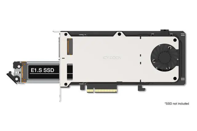 Alt view image 2 of 5 - ICY DOCK ExpressSlot Elite MB303E5P-B Removable 2 Bay E1.S NVMe SSD (9.5mm) to PCIe 5.0 x8 Mobile Rack Enclosure / Adapter Card for PCIe Expansion Slot (PCIe Bifurcation required)