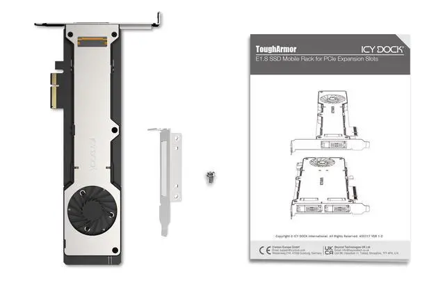 Alt view image 2 of 6 - ICY DOCK ExpressSlot Elite MB221E5P-B Removable E1.S NVMe SSD to PCIe 5.0 x4 Mobile Rack Enclosure / Adapter Card for PCIe Expansion Slot