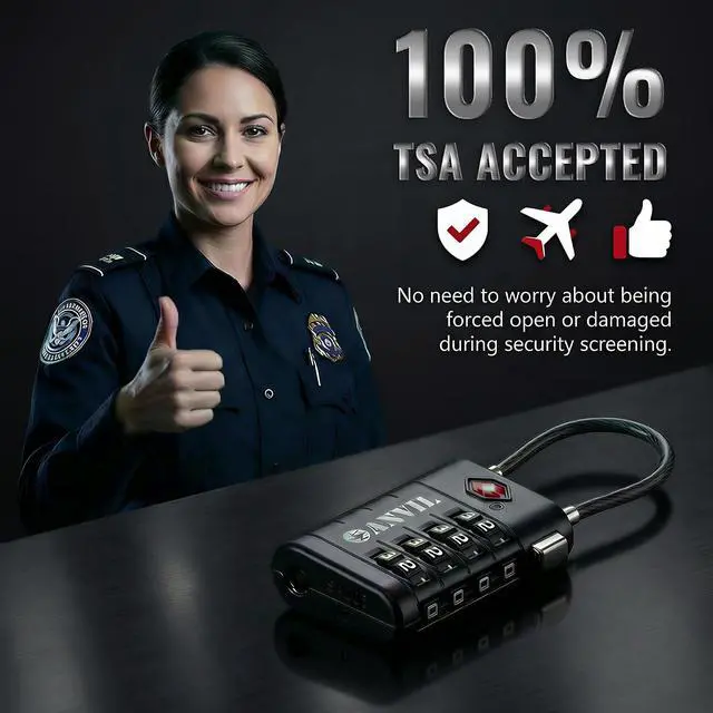 Alt view image 4 of 7 - TSA Approved Luggage Locks with Search Alert Indicator, 4-Digit Combination Suitcase Lock, Advanced TSA008 Core Heavy Duty Anti-Theft Travel Lock for Double Zippers, Backpacks