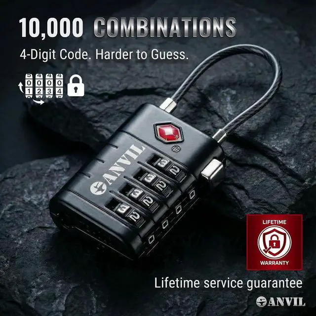 Alt view image 5 of 7 - TSA Approved Luggage Locks with Search Alert Indicator, 4-Digit Combination Suitcase Lock, Advanced TSA008 Core Heavy Duty Anti-Theft Travel Lock for Double Zippers, Backpacks
