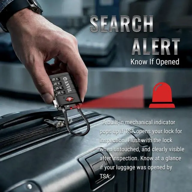 Alt view image 7 of 7 - TSA Approved Luggage Locks with Search Alert Indicator, 4-Digit Combination Suitcase Lock, Advanced TSA008 Core Heavy Duty Anti-Theft Travel Lock for Double Zippers, Backpacks