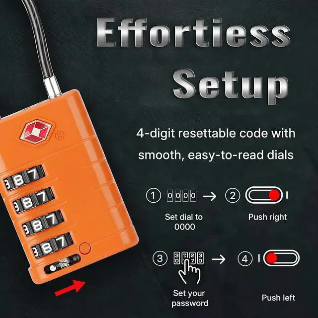 Alt view image 6 of 7 - TSA Approved Luggage Locks with Search Alert Indicator, 4-Digit Combination Suitcase Lock, Advanced TSA008 Core Heavy Duty Anti-Theft Travel Lock for Double Zippers, Backpacks