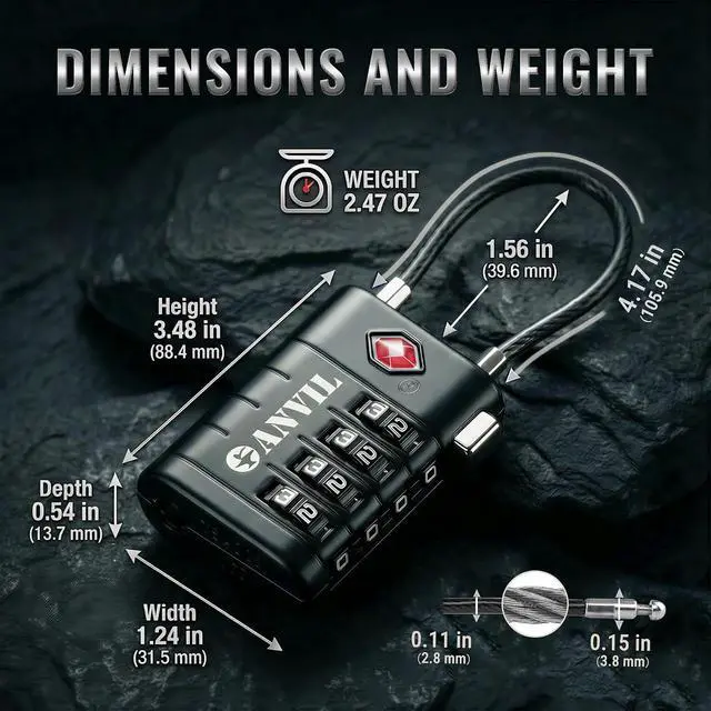 Alt view image 5 of 7 - TSA Approved Luggage Locks with Search Alert Indicator, 4-Digit Combination Suitcase Lock, Advanced TSA008 Core Heavy Duty Anti-Theft Travel Lock for Double Zippers, Backpacks Black