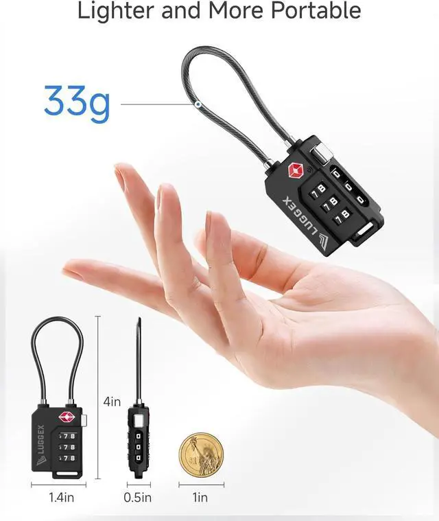 Alt view image 3 of 7 - TSA Locks for Luggage, Suitcase Locks TSA Approved, Luggage Locks, Gift Box, Ease of Use & Durable(Black,4 Pack)