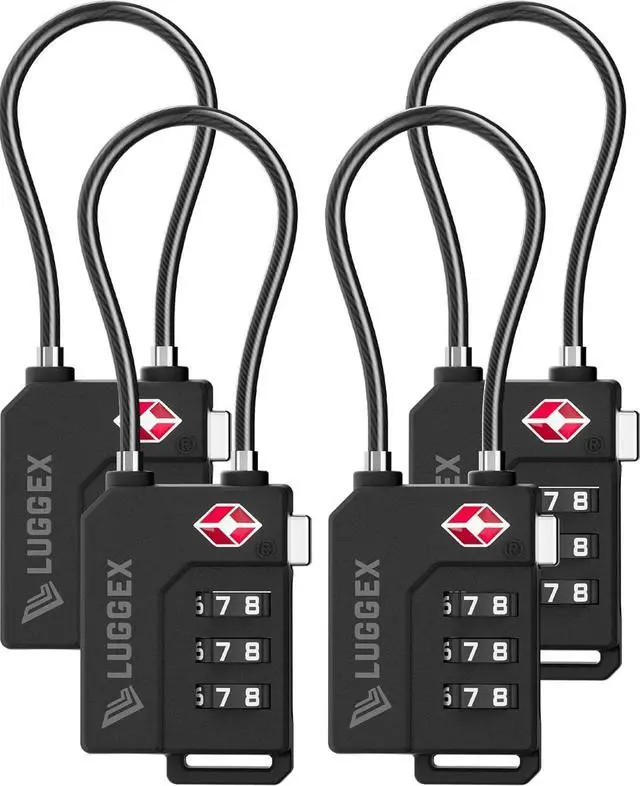 Main image of TSA Locks for Luggage, Suitcase Locks TSA Approved, Luggage Locks, Gift Box, Ease of Use & Durable(Black,4 Pack)