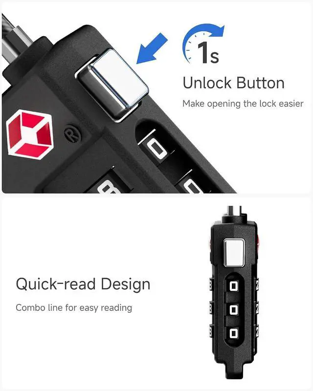 Alt view image 2 of 7 - TSA Locks for Luggage, Suitcase Locks TSA Approved, Luggage Locks, Gift Box, Ease of Use & Durable(Black,4 Pack)