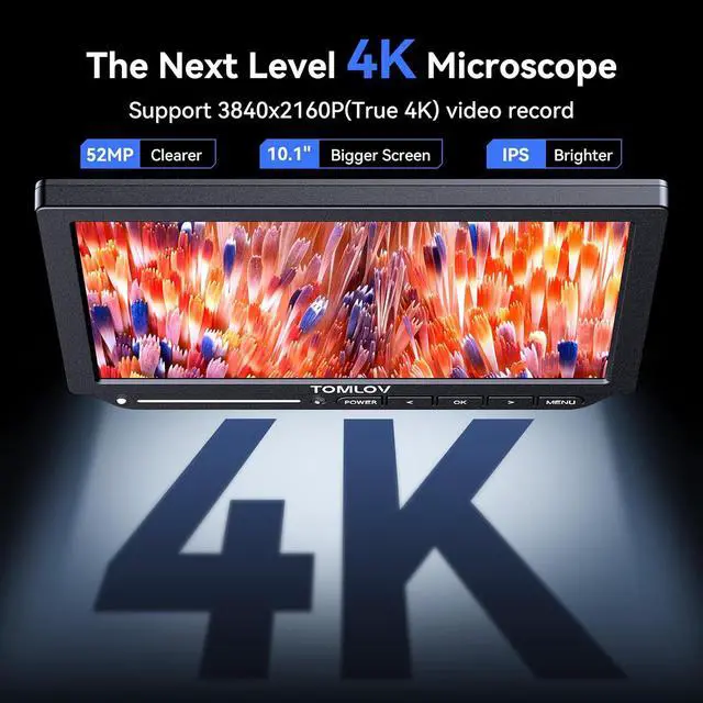 Alt view image 5 of 7 - 4K Autofocus Microscope TM4K-AF Max, 10.1" HDMI Digital Microscope with Spin Flex Arm, Micro Soldering Microscopes for Electronics Repair, 52MP Error Coin Micro Scope Full View, Ring Light, 16G