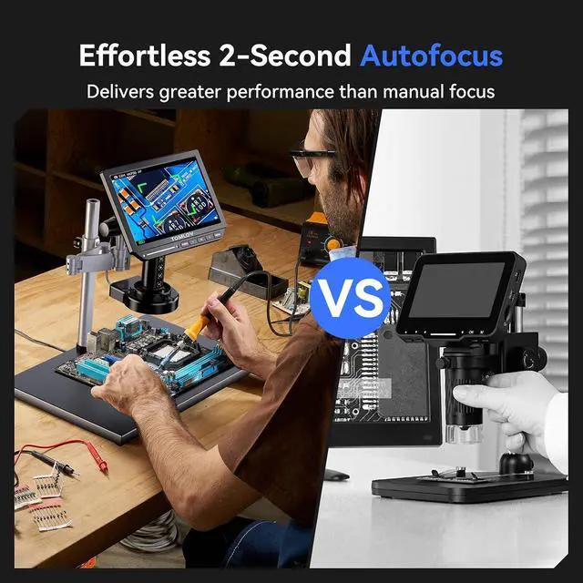 Alt view image 2 of 7 - 4K Autofocus Microscope TM4K-AF Max, 10.1" HDMI Digital Microscope with Spin Flex Arm, Micro Soldering Microscopes for Electronics Repair, 52MP Error Coin Micro Scope Full View, Ring Light, 16G