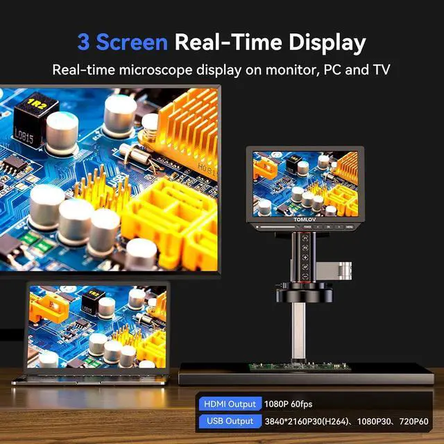 Alt view image 6 of 7 - 4K Autofocus Microscope TM4K-AF Max, 10.1" HDMI Digital Microscope with Spin Flex Arm, Micro Soldering Microscopes for Electronics Repair, 52MP Error Coin Micro Scope Full View, Ring Light, 16G