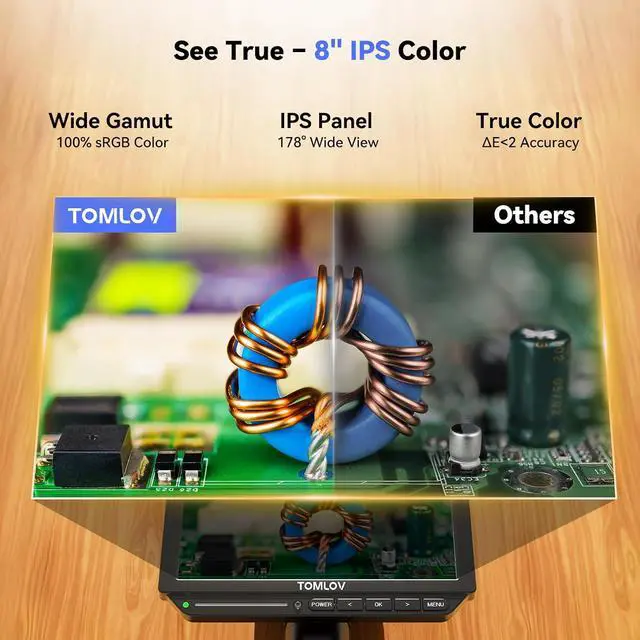 Alt view image 7 of 7 - Autofocus 4K Digital Microscope: 8" TM4K-AF Flex Arm HDMI Micro Soldering Microscopes for Adults, Side Lights Coin Microscope, 52MP LCD Microscopes with Screen, Electronics Repair Mat,16GB