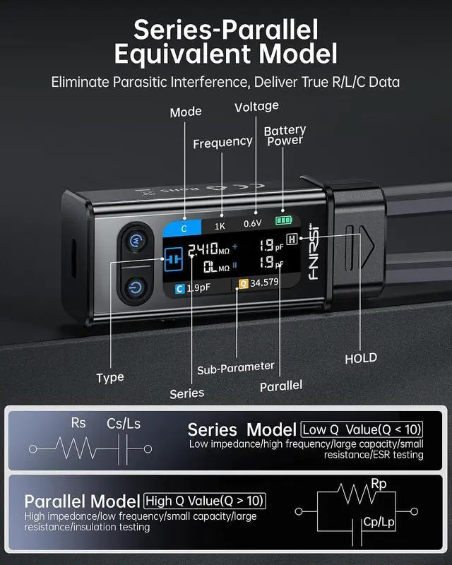 Alt view image 5 of 7 - LCR-ST2 100kHz LCR ESR Meter Tweezer, SMD & Through-Hole Component Tester, Auto Sort Compare, Resistor, Inductor, Diode, Capacitor Tester, Measures Voltage & Continuity, Full-Band Scan