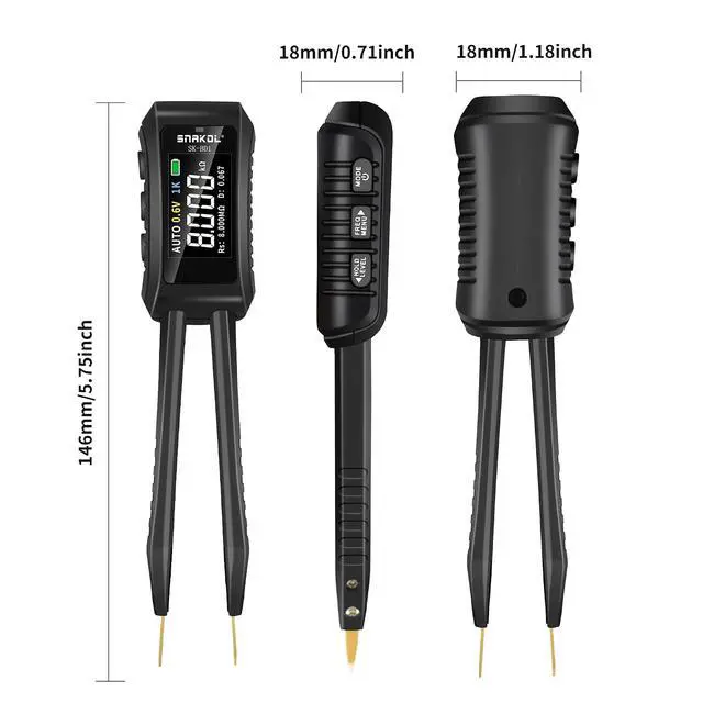 Alt view image 6 of 6 - LCR Meter, Digital Multimeter Tweezers, Mini Smart 10KHz SMD Tester with OLED Display, ESR Meter Capacitor Inductance Continuity Diode Tester, Auto Ranging Electronic Component Meters