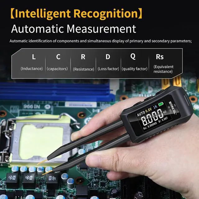 Alt view image 2 of 6 - LCR Meter, Digital Multimeter Tweezers, Mini Smart 10KHz SMD Tester with OLED Display, ESR Meter Capacitor Inductance Continuity Diode Tester, Auto Ranging Electronic Component Meters