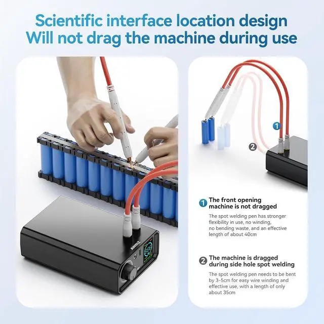 Alt view image 6 of 7 - 9000W Battery Spot Welder, Rotary Knob Operation 100 Gears Adjustable Foot Pedal Operated, 0.1-0.3mm Spot Welder with Dual Pulse Output, Portable Spot Welder for Making DIY Battery Packs (UK1)