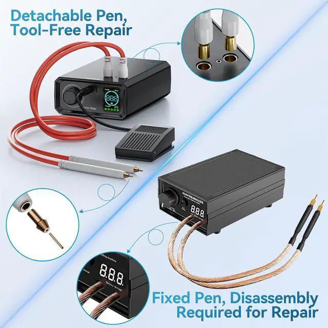 Alt view image 5 of 7 - 9000W Battery Spot Welder, Rotary Knob Operation 100 Gears Adjustable Foot Pedal Operated, 0.1-0.3mm Spot Welder with Dual Pulse Output, Portable Spot Welder for Making DIY Battery Packs (UK1)