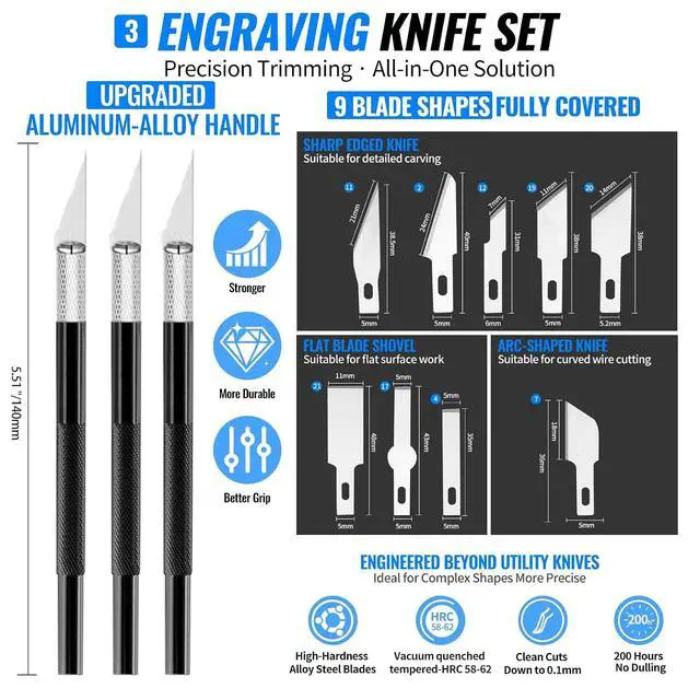 Alt view image 4 of 7 - 68Pcs 3D Printer Tools Kit with Storage Case, 3D Printer Accessories - Deburring Tool, 3D Printer Removing Scrapers, Metal Files, Brushes, Hand Drill, Tweezers, for Bambu Lab, Ender 3, Kobra, etc.