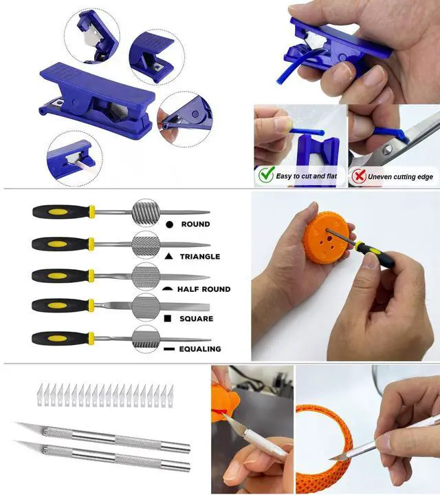 Alt view image 5 of 6 - 3D Printing Tool Kits for 3D Printer with Wood Toolbox 124Pcs 3D Printing Accessory Includes Deburring Tool,Sanding Pens, Tube Cutter for 3D Print Model Removing, Cleaning, Finishing