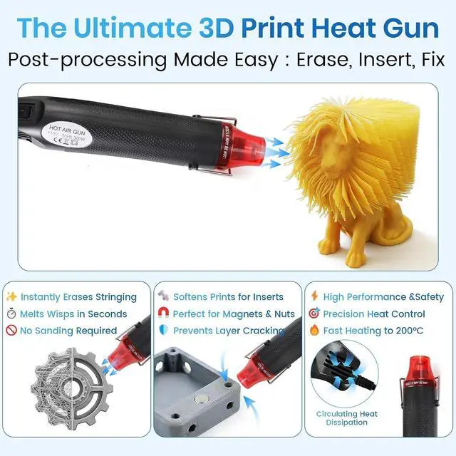 Alt view image 5 of 7 - 184Pcs 3D Printer Tools Kit with Hanging Organizer, 3D Printer Accessories, Cordless Rotary Tool, Heat Gun, Digital Soldering Iron, PTFE Nozzle Anti-Stick Coating, for All FDM/SLA, Bambu Lab, Ender 3