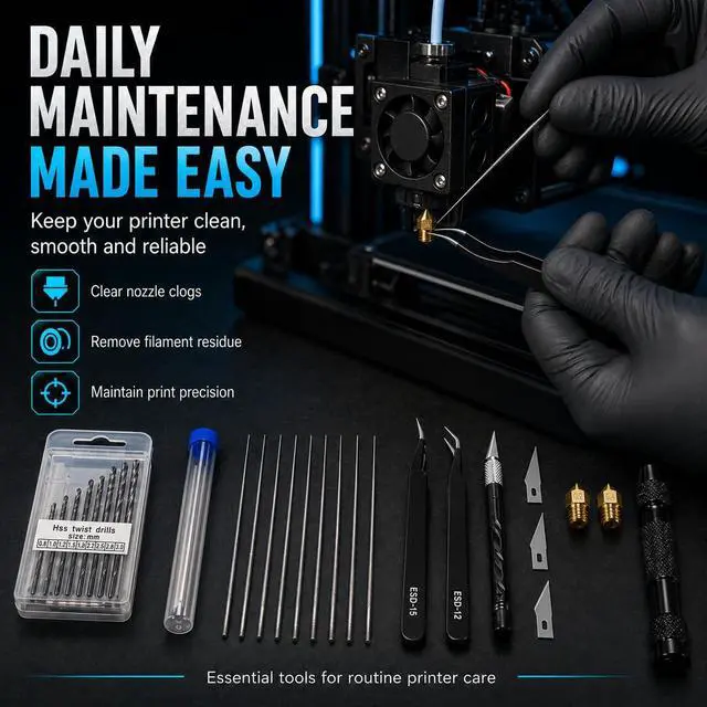 Alt view image 2 of 7 - 3D Printer Accessories Tool Kit - 58 Pcs Solve 99% Print Failure Cleaning | Printing Tools with Scraper Brush Plier Needles Cutter for Unclog Nozzle Support Removal Model Finish for All FDM Printers