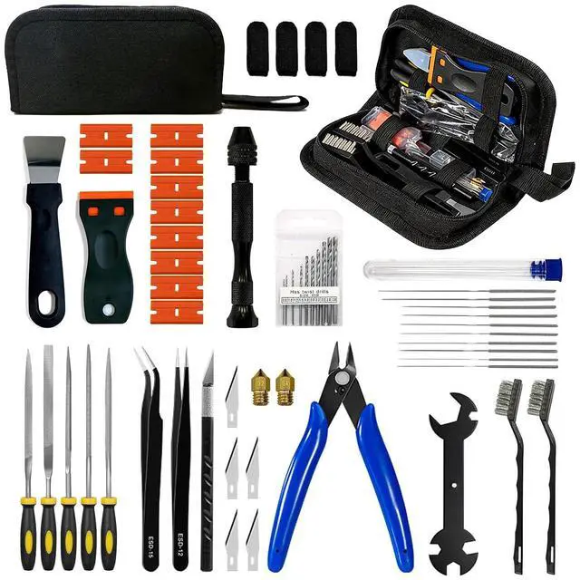 Main image of 3D Printer Accessories Tool Kit - 58 Pcs Solve 99% Print Failure Cleaning | Printing Tools with Scraper Brush Plier Needles Cutter for Unclog Nozzle Support Removal Model Finish for All FDM Printers