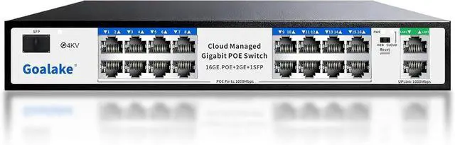 Main image of 16-Port Gigabit PoE+ Switch for Small Business, Easy Managed, 240W Built-in High-Power for IP Cameras/APs, 2 Gigabit Uplinks + 1 Combo SFP Slot, VLAN & 250m Extend, Plug & Play Rack-mountable