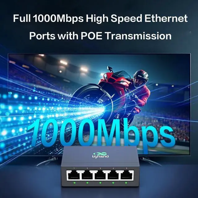 Alt view image 2 of 7 - ES220 Unmanaged Switch with One-Click VLAN | 5-Port Gigabit Ethernet Hub with 52W Power Output | Fanless Metal Case for Security Cameras, VoIP Phones & WiFi AP (5-Port Gigabit PoE Switch)