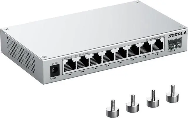 Main image of 8-Port 2.5Gb Web Managed Switch with 10G SFP+, Aluminum Alloy Cooling & Magnetic Mounting - LACP/QoS/VLAN/IGMP Managed Multi-Gigabit Switch for Homelab