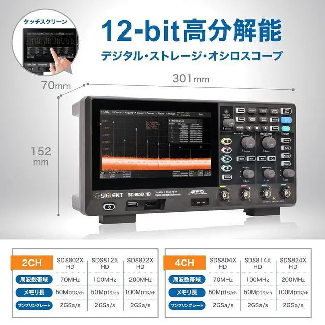 Alt view image 3 of 5 - Siglent SDS814X HD -12bits Mixed Signal Oscilloscope (4 Channel / 100 MHz)