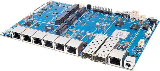 Alt view image 2 of 5 - Banana Pi BPI-R4 Pro 8X/4E WiFi 7 Wireless Dual-Band WiFi Router Board OpenWRT, MediaTek MT7988A30K DMIPS SoC - 2X 10GbE SFP&RJ45, 4X 2.5GbE LAN for NAS Smart Home Gateway (Bundle1, 4E)