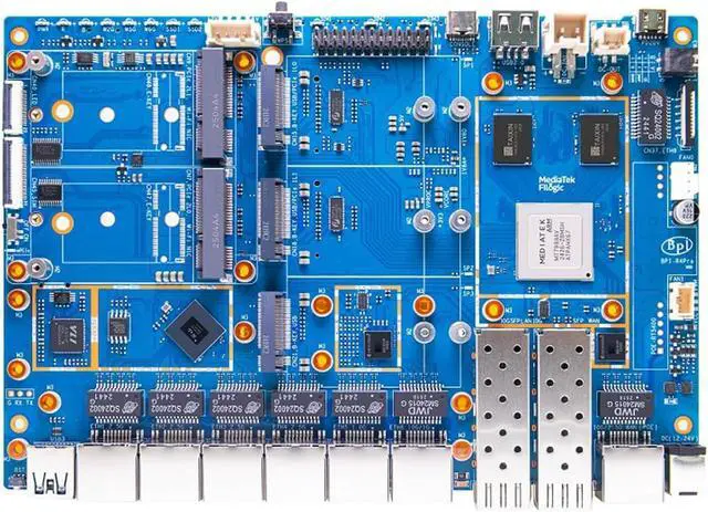 Alt view image 5 of 5 - Banana Pi BPI-R4 Pro 8X/4E WiFi 7 Wireless Dual-Band WiFi Router Board OpenWRT, MediaTek MT7988A30K DMIPS SoC - 2X 10GbE SFP&RJ45, 4X 2.5GbE LAN for NAS Smart Home Gateway (Bundle1, 4E)
