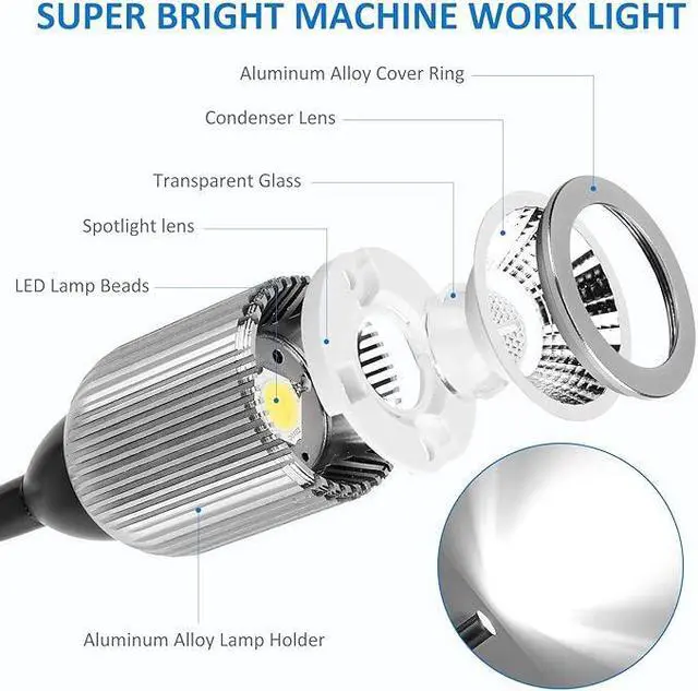 Alt view image 5 of 7 - 10W Magnetic Machine LED Work Light with Flexible Gooseneck and Magnetic Base, 1000lm, 6500k Magnetic Base Tool Lamp for Work Bench, lathe, Sewing Machine, Grill, Shop, Industrial Lighting