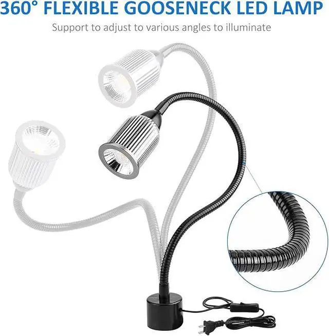 Alt view image 2 of 7 - 10W Magnetic Machine LED Work Light with Flexible Gooseneck and Magnetic Base, 1000lm, 6500k Magnetic Base Tool Lamp for Work Bench, lathe, Sewing Machine, Grill, Shop, Industrial Lighting
