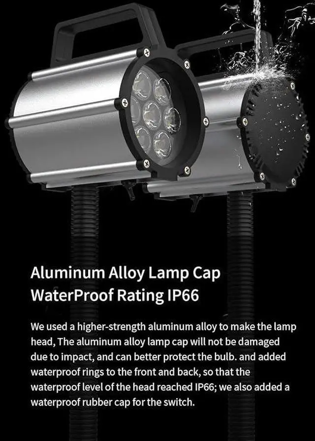 Alt view image 6 of 7 - Work Desk Light, Machine Work Light, LED Flexible Gooseneck Light 700 Lumens IP66 Water and Dust Resistant 110-240 Volt Universal Fixed Base Work Light for Machine Tool and Lathe Industrial Lighting