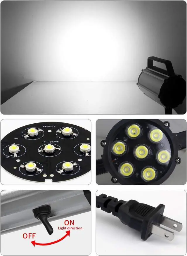 Alt view image 3 of 7 - Work Desk Light, Machine Work Light, LED Flexible Gooseneck Light 700 Lumens IP66 Water and Dust Resistant 110-240 Volt Universal Fixed Base Work Light for Machine Tool and Lathe Industrial Lighting